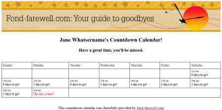 make a farewell retirement countdown calendar to print out